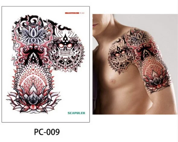 Large size temporary tattoo on chest body arm shoulder cool fake tattoos water transfer tattoo for men big 32*24cm tatto sticker