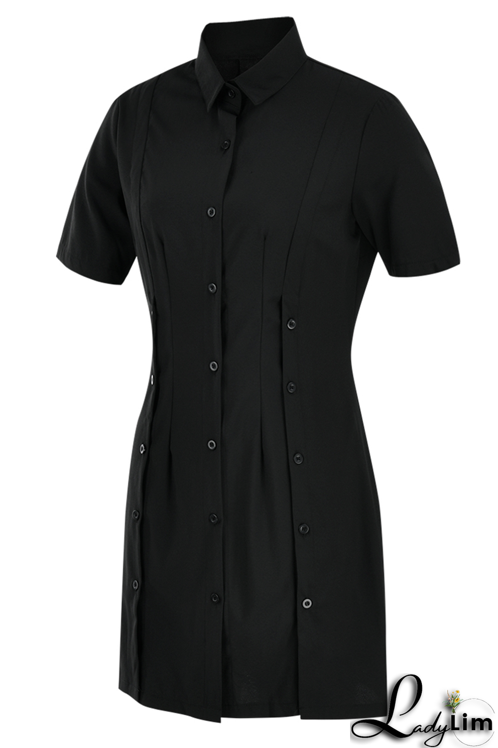 White Casual Solid Split Joint Turndown Collar Shirt Dress Dresses