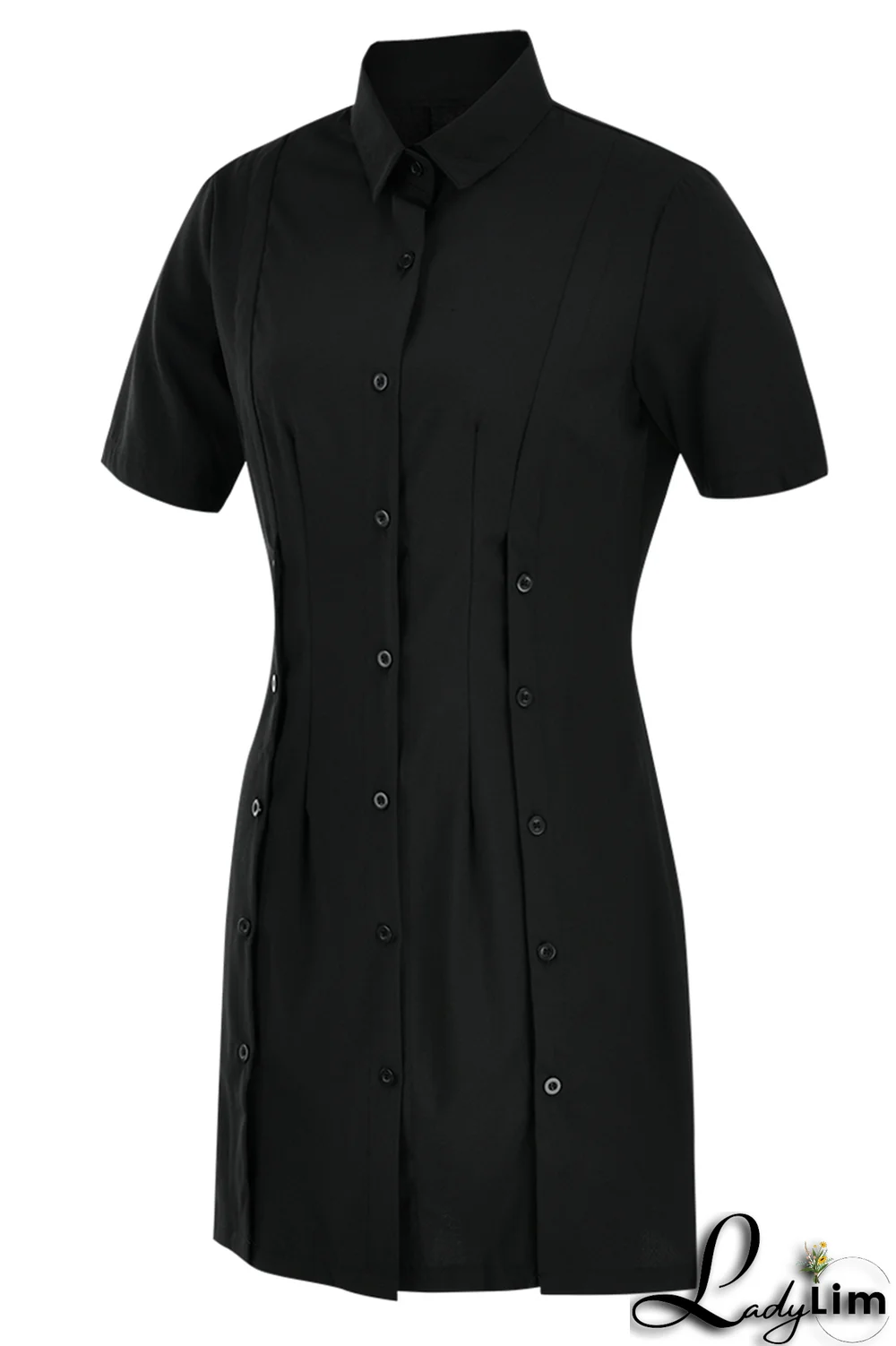 White Casual Solid Split Joint Turndown Collar Shirt Dress Dresses