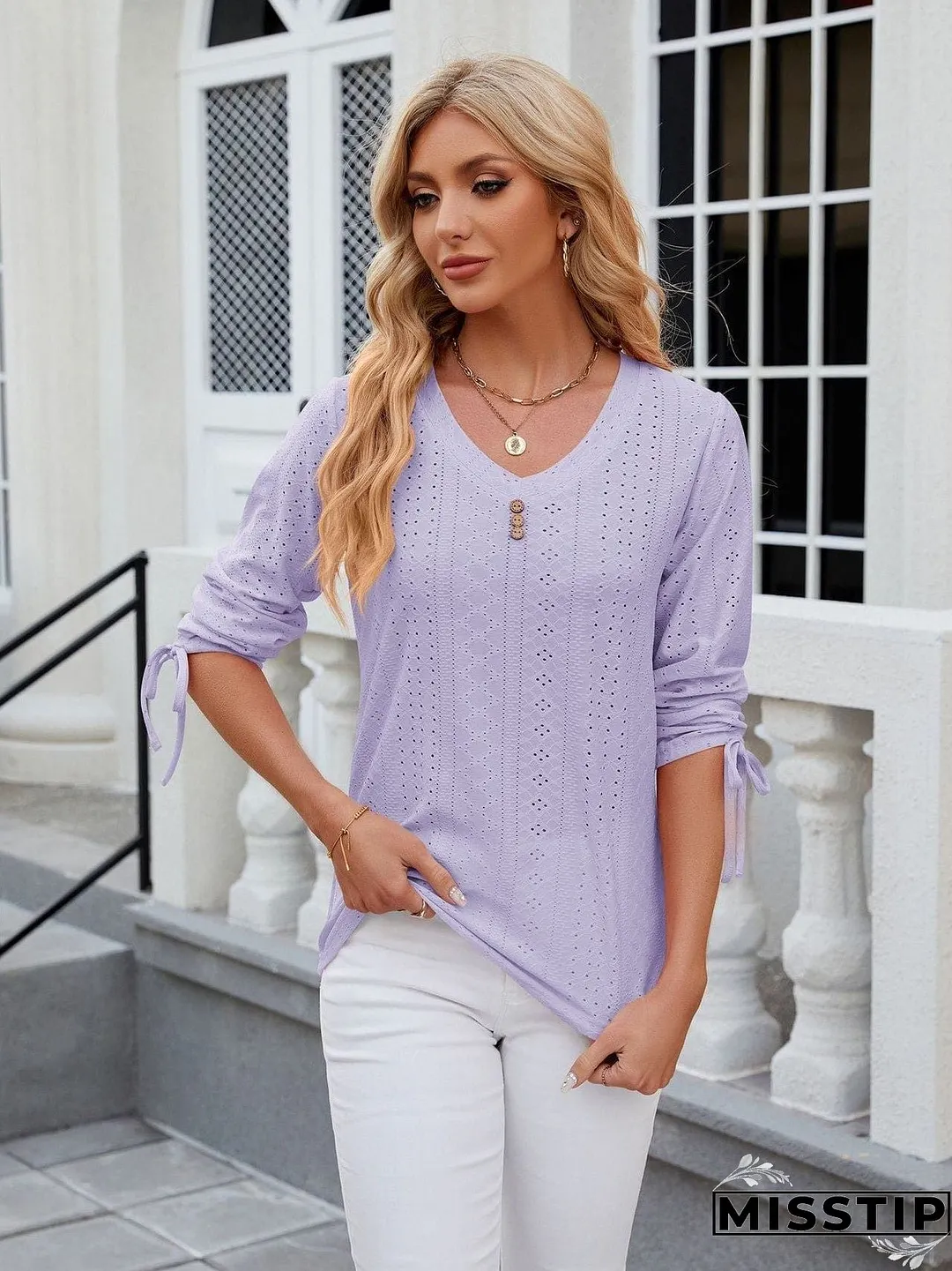 Short Sleeve Mock Neck T-Shirt with Side Slits