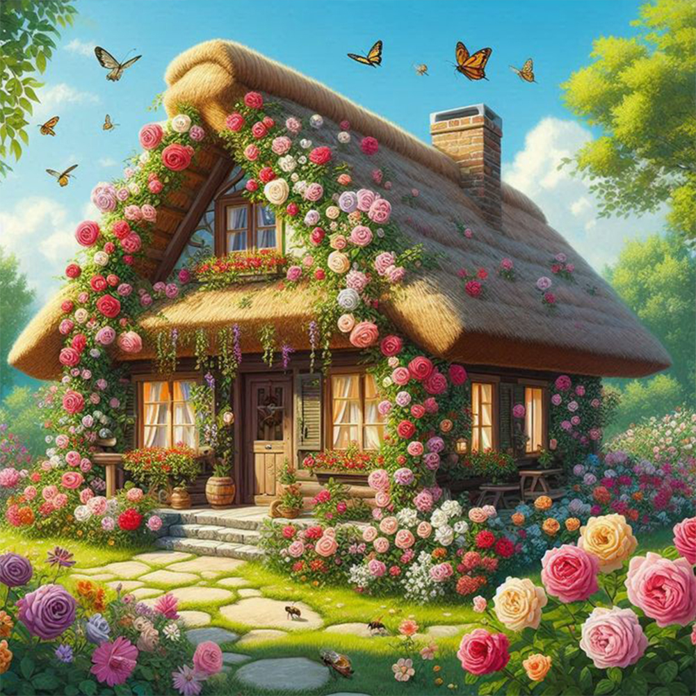 Fragrance Butterfly House 30*30cm(canvas) full round drill diamond painting
