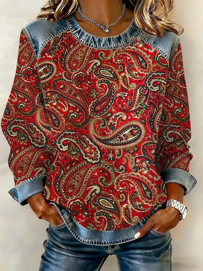 Women's Casual Print Long-Sleeve Sweatshirt 