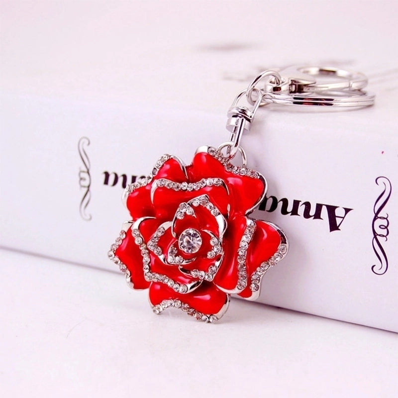 Minimalist Flower Alloy Inlay Rhinestones Women’s Keychain
