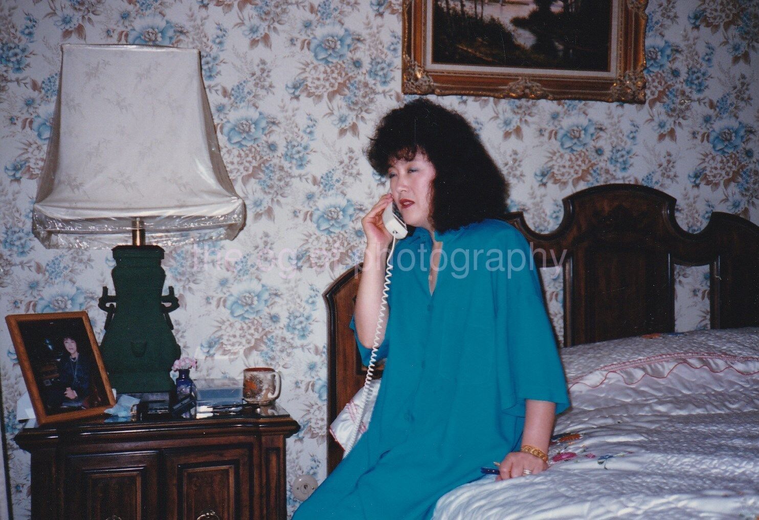 Telephone Lady FOUND Photo Poster painting ColorOriginal Snapshot VINTAGE 88 23 O