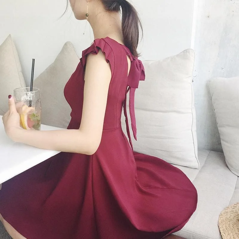 Red/Black Elegant Sleeveless Laced Back Dress SP1710275