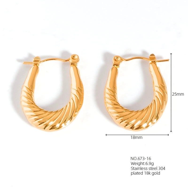 1 Pair Casual Modern Style Classic Style U Shape Geometric 304 Stainless Steel Titanium Steel 18K Gold Plated Earrings