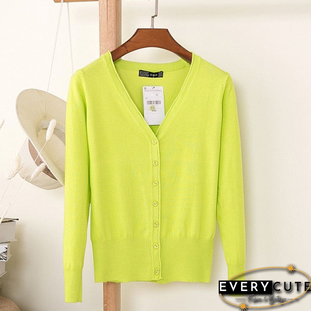 Casual Women Knitted Cardigan Sweater Autumn Winter Women Solid Color V-Neck Long Sleeve Plus Size Crochet Knit Sweater Coat