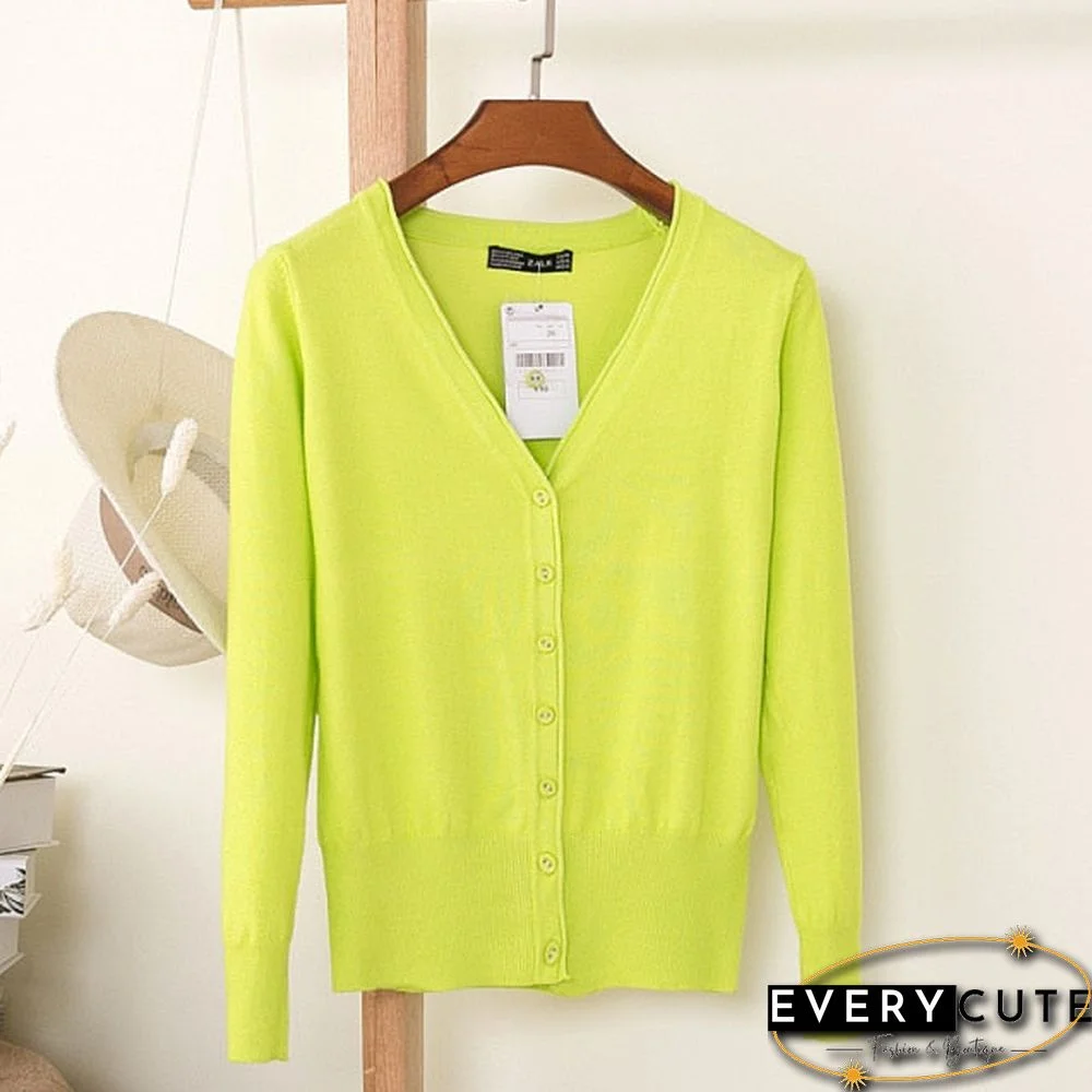 Casual Women Knitted Cardigan Sweater Autumn Winter Women Solid Color V-Neck Long Sleeve Plus Size Crochet Knit Sweater Coat