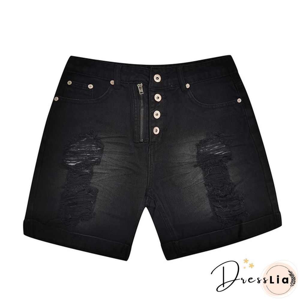 Women Summer Denim Shorts Button Pocket Blue Jeans Shorts feminino Short Pants