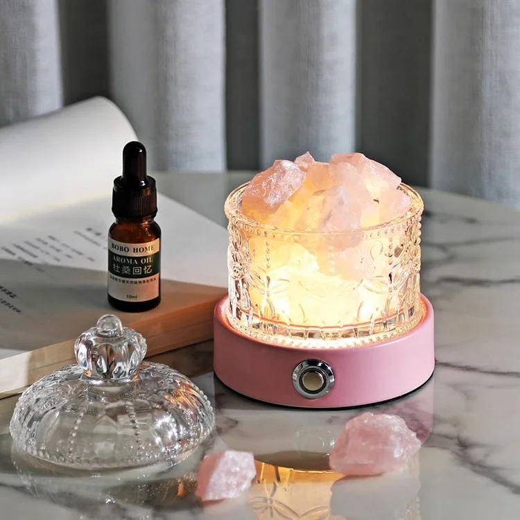 Olivenorma Rose Quartz Amazonite Clear Crystal Aromatherapy Lamp-Rose Quartz