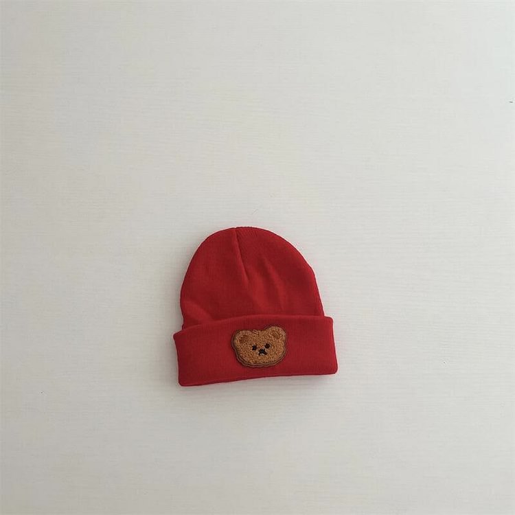 Baby Embroidered Bear Knitted Beanie