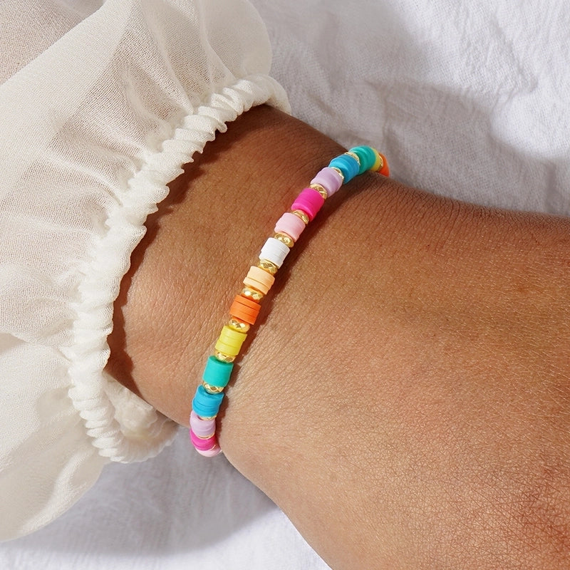 Bohemian Geometric Natural Stone Soft Clay Bracelets In Bulk