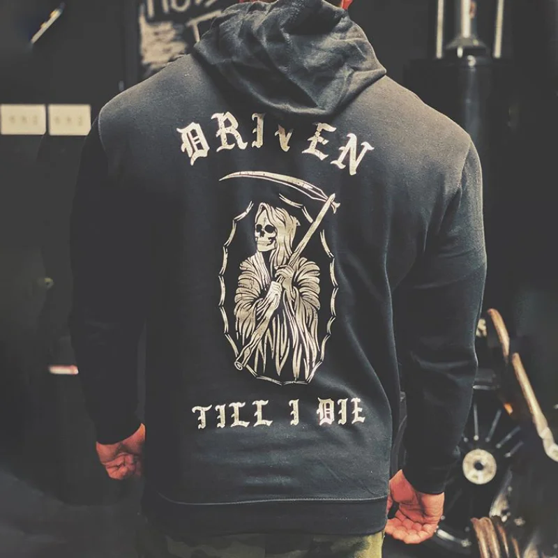 Livereid Vintage Letter Skeleton Ax Print Hoodie - Livereid