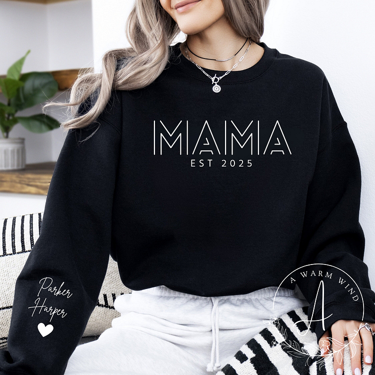 Custom Mama Crewneck with Kids Names,Mothers Day Gift