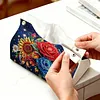 Diamond Painting Red Roses PU Leather Tissue Box for Napkin Holder