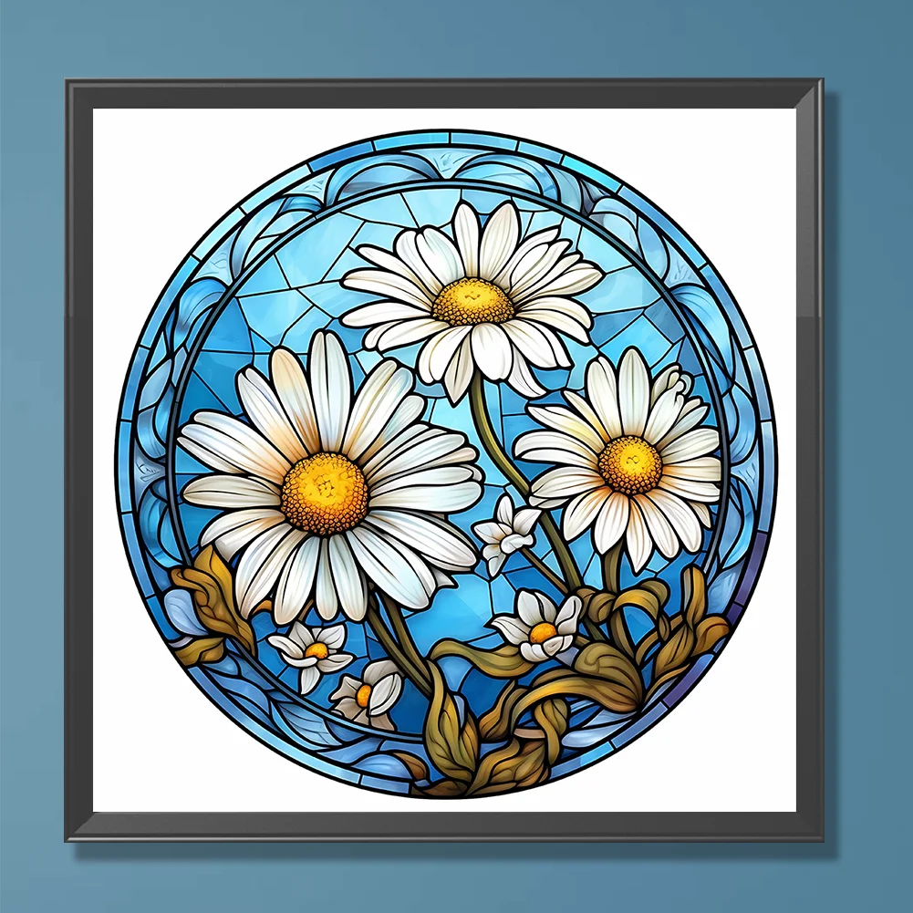 Diamond Painting - Full Round Drill - Stained Glass Flower(30*30cm)