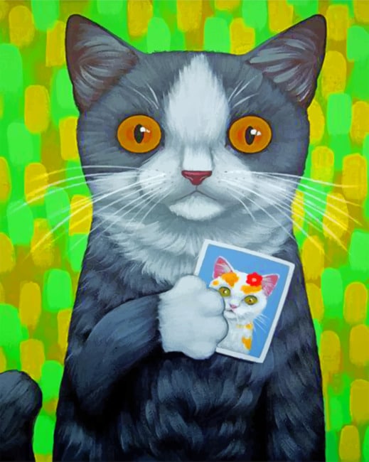 

Cat Holding His Beloved Picture – Paint By Numbers - 40*50CM, 501 Original