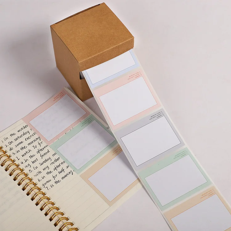 Journalsay 250 Sheets Creative Pull-Out Boxed Sticky Notes DIY Journal Writable Message Memo Pad Rolls Material Paper