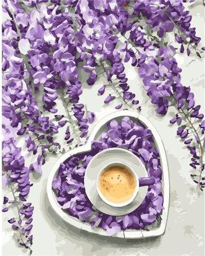 

Purple Flower And a Cup Of Coffee – Paint By Numbers - 40*50CM, 501 Original