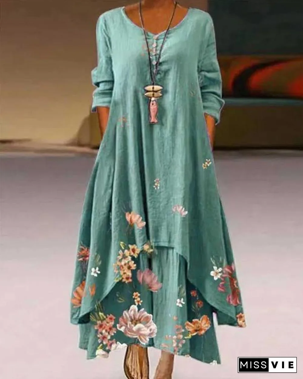 Irregular Swing Flower Maxi Dress
