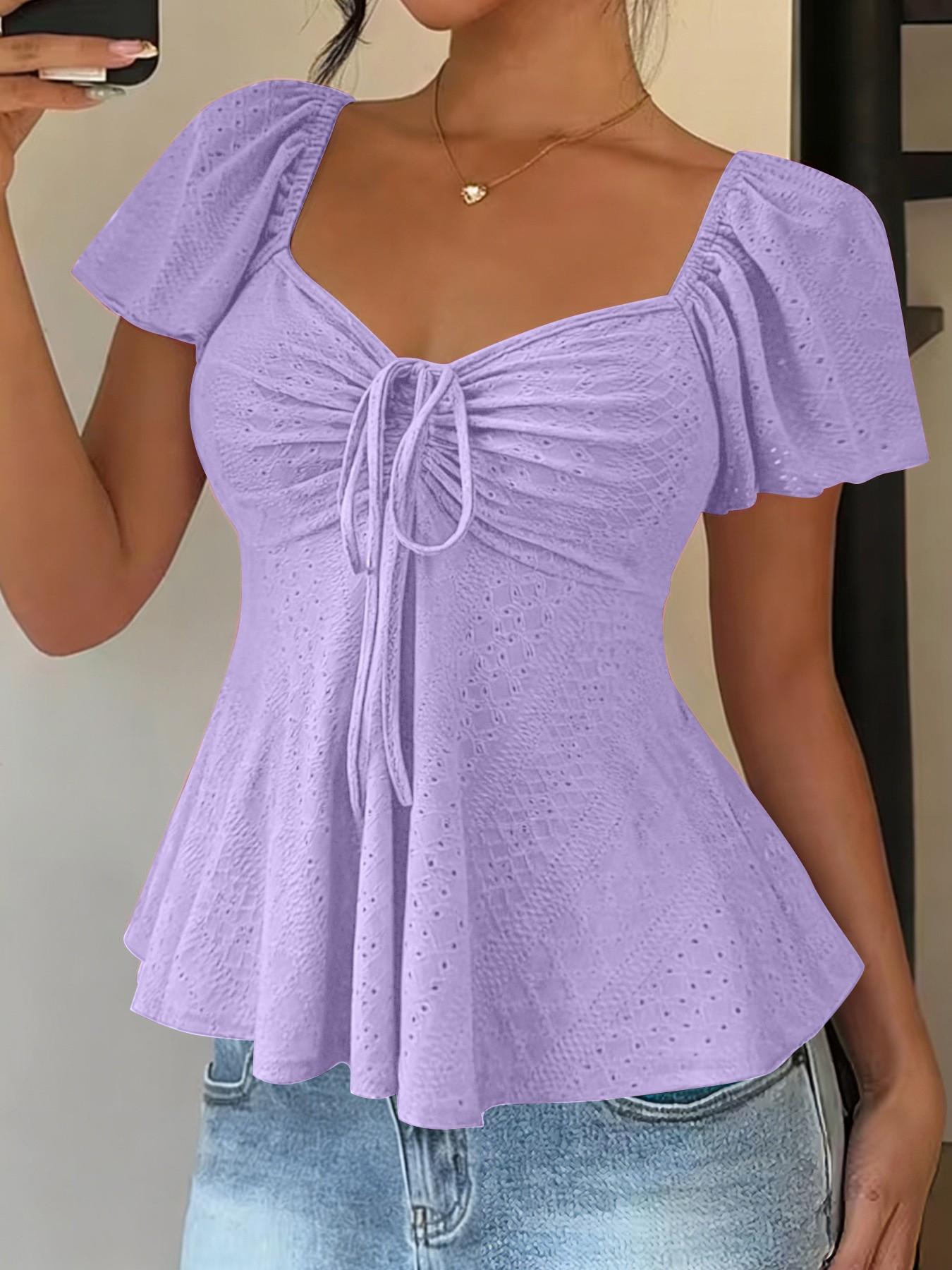 Women's Sweet Cute Style Breathable Lightweight Short Sleeve Top Blouse for Daily, Everyday Wear, Summer Casual Wear, Comfortable and Stylish Shirts Women's Sweet Cute Style Breathable Lightweight Short Sleeve Top Blouse for Daily, Everyday Wear, Summer Casual Wear, Comfortable and Stylish Shirts
