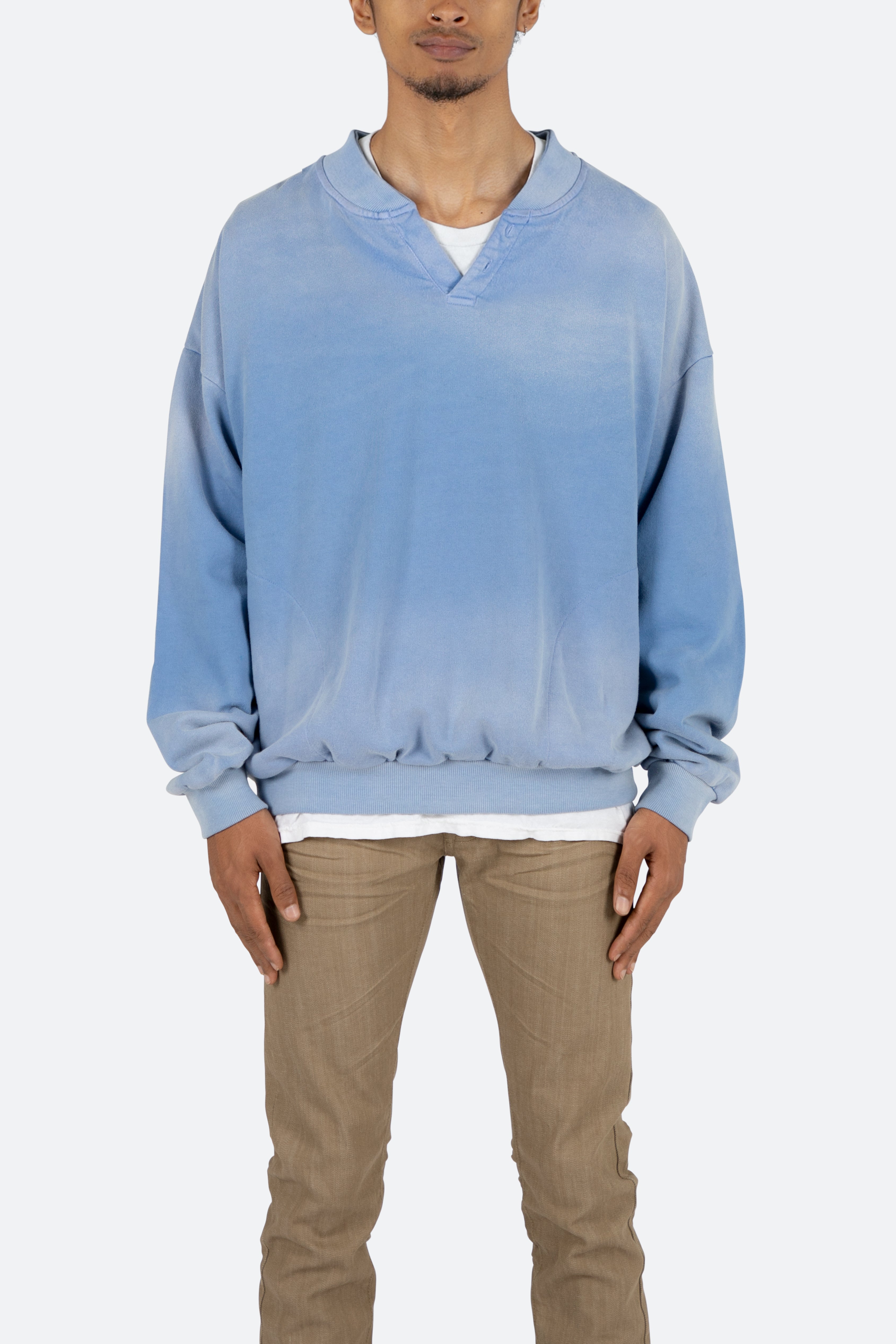 Vintage Henley Crewneck Light Blue