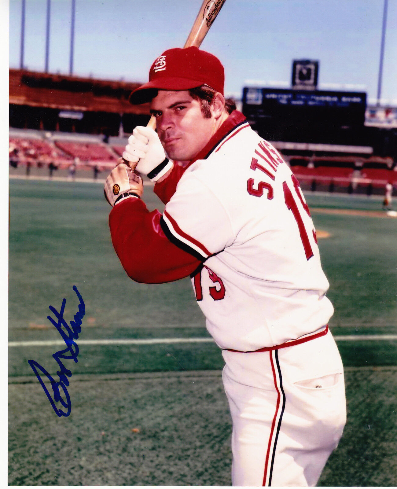 BOB STINSON ST. LOUIS CARDINALS ACTION SIGNED 8x10