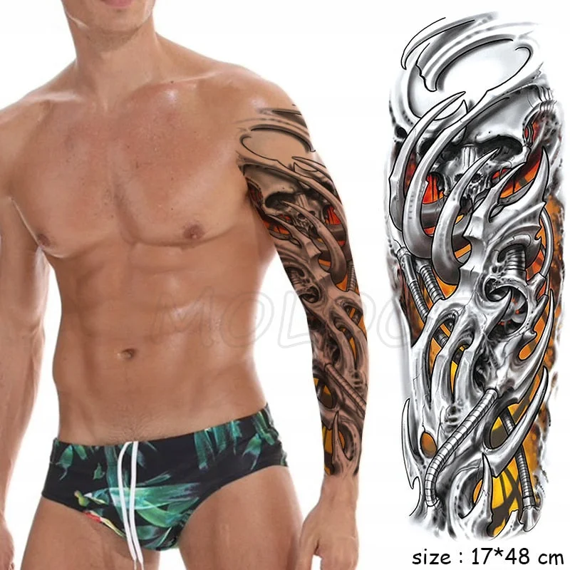 Waterproof Temporary Tattoo Sticker Full Arm Large Virgin Cross Tatoo Stickers Flash Fake Tattoos for Men Women