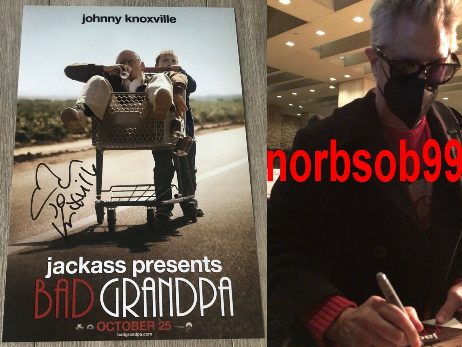 JOHNNY KNOXVILLE SIGNED JACKASS PRESENTS BAD GRANDPA 12x18 Photo Poster painting w/EXACT PROOF