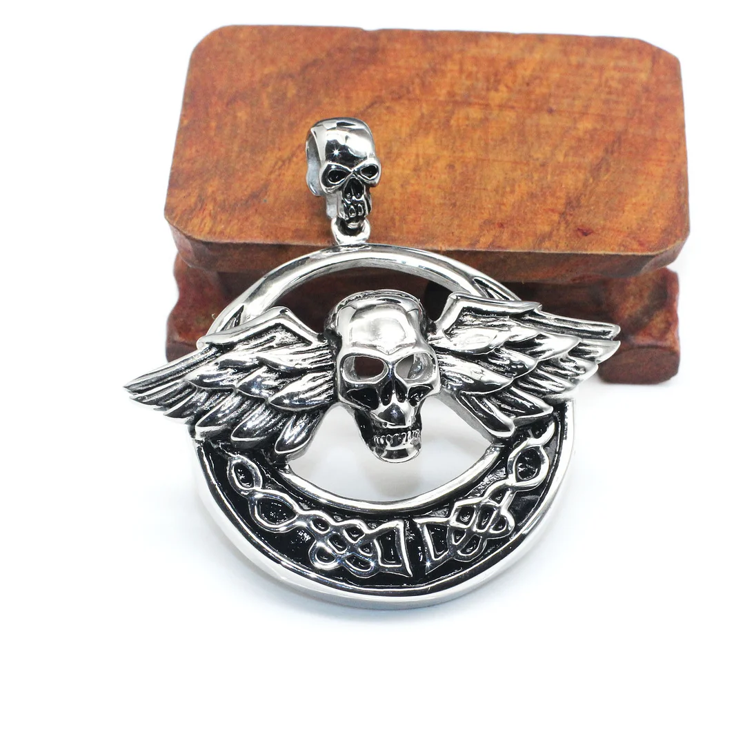 Titanium steel stainless steel death skull medallion pendant