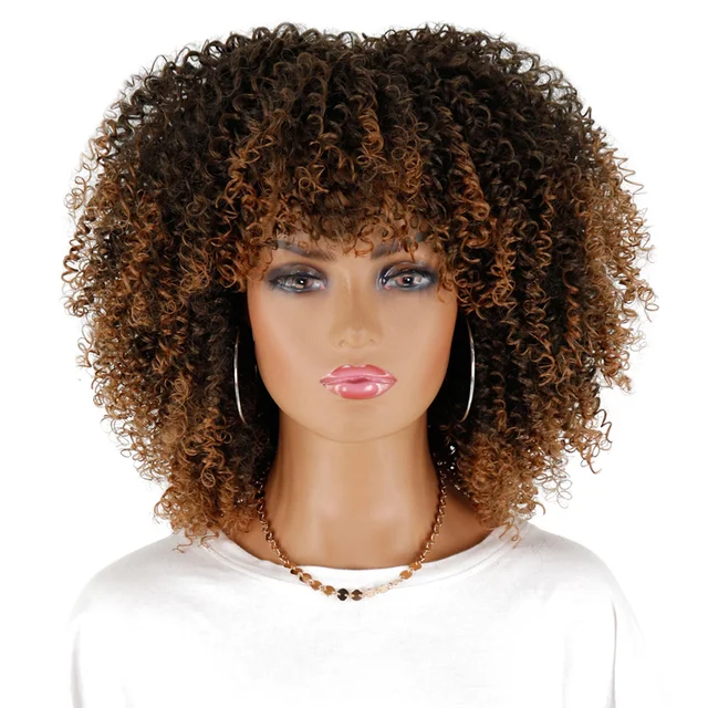 Jewtribute Hair®|Short  Curly Wigs With Bangs For Black Women 