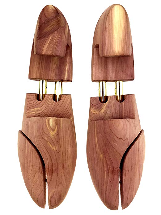 Cedar Shoe Trees for Men Twin Tubes with Hook Heel Wood Shoe Trees for