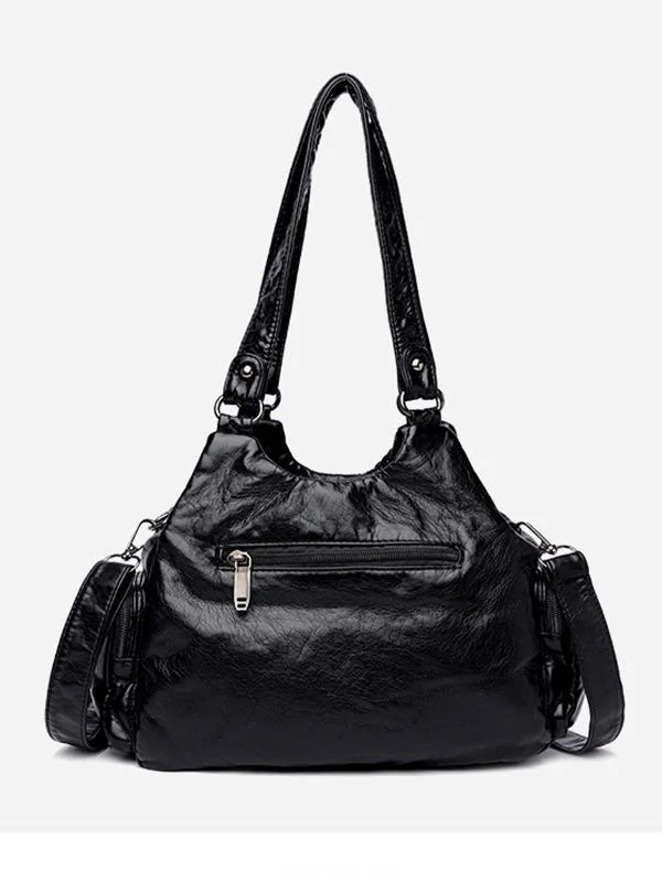 Heart Studded High Capacity Washed Leather Bag