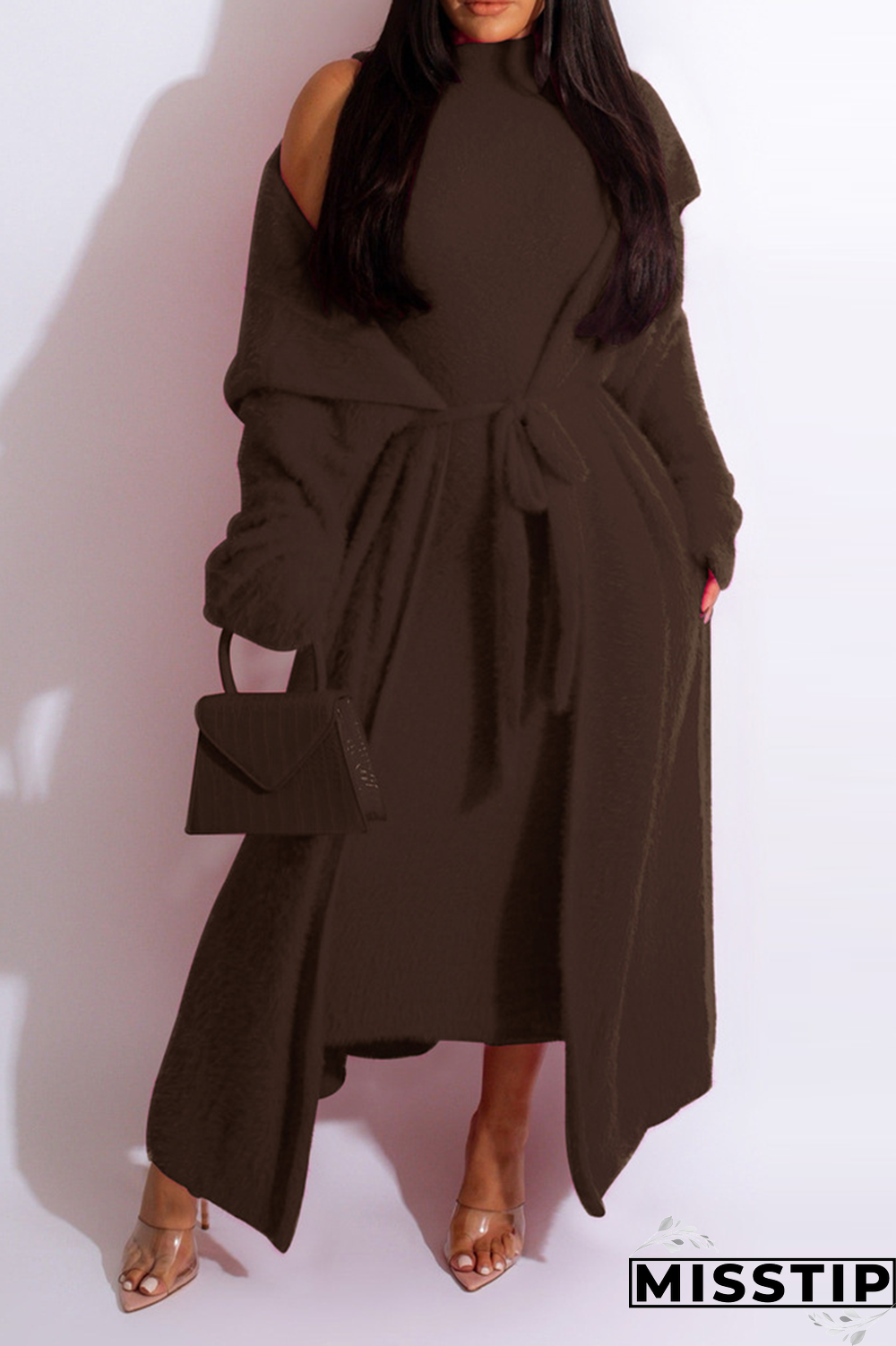 Dark Gray Casual Solid Patchwork Half A Turtleneck Long Sleeve Two Pieces