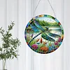 (US Only)Dragonfly Flower 2D Flat DIY Special Shape Diamond Art Sun Catcher Pendant