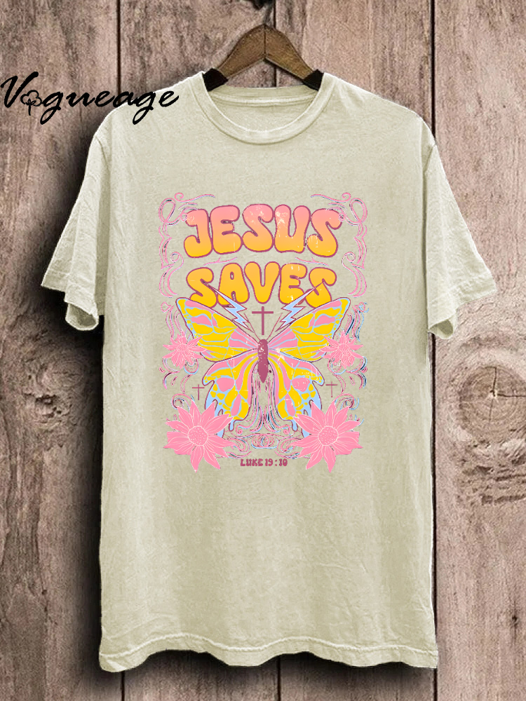 Jesus Saves Unisex Washed T-Shirt