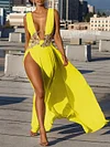 Sexy Plunging Empire Maxi Dress