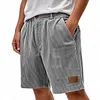 Corduroy Men's Shorts Light Blue Relaxed Fit Summer Casual Pants with Pockets and Leather Patch by Inlyline