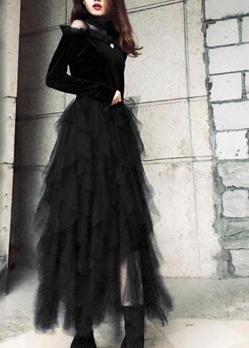 Organic Black tulle Tiered Cozy Skirts