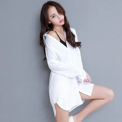 White Collar Shirt Women Chemise Blanche Femme Oversize Long Sleeve Blouse Casual 2020 Autumn Korean Button Up Tops Blusas