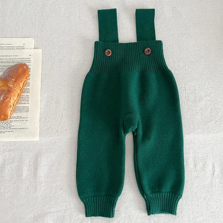  Baby Solid Color Knitted Simple Overalls