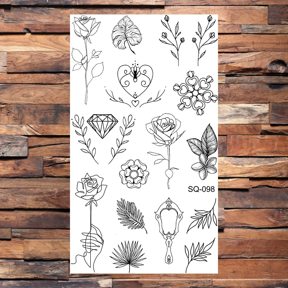 Pencil Sketch Dolphin Wave Temporary Tattoos For Women Adults Mountain Whale Pine Tree Fake Tattoo Sticker Body Arm Tatoos DIY