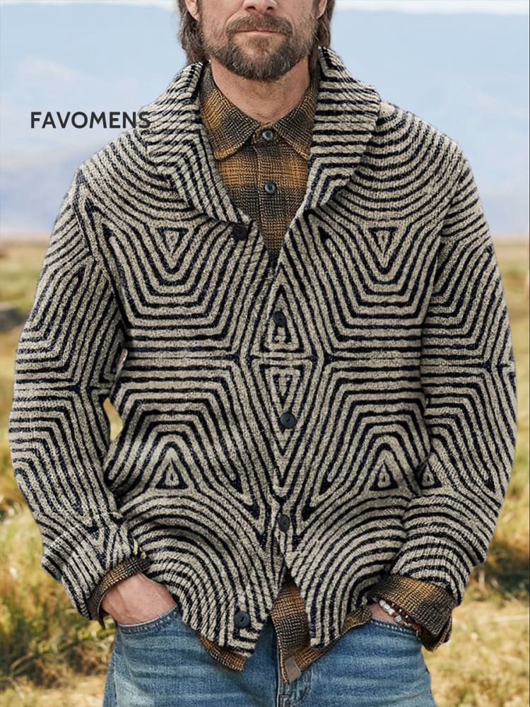 Black And White Bohemian Stripes Print Knit V-Neck Pullover Sweater Multicolor / S