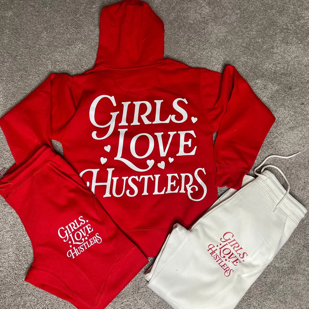 Girls Love Hustlers Print Two-Piece Set
