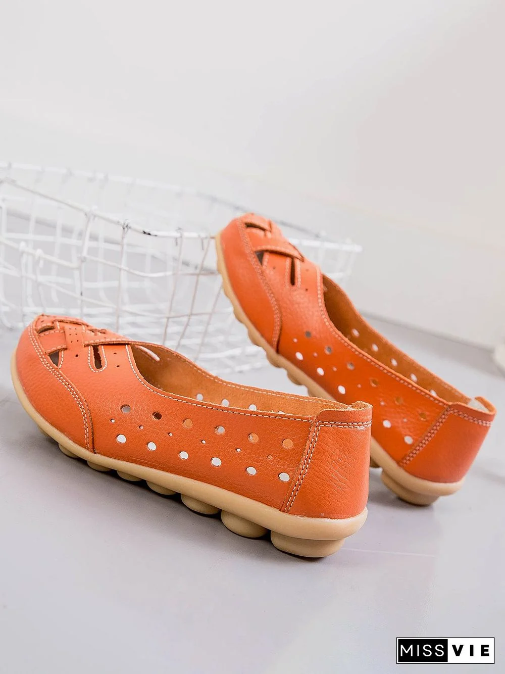 Hollow Leather Soft Sole Shoes