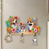 Wooden Special Shaped Three Dogs Family Diamond Art Craft Wall Hooks Home Decor
