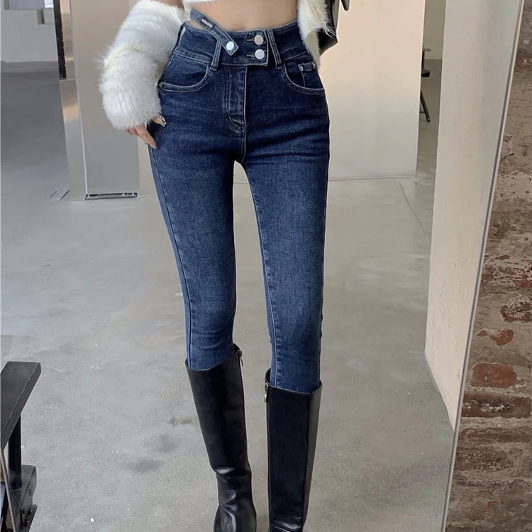 High Waist Stretch Skinny Blue Skinny Jeans