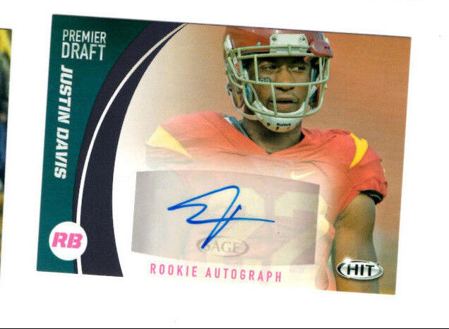 Justin Davis USC Trojans signed autograph 2017 HIT Draft rookie card NFL