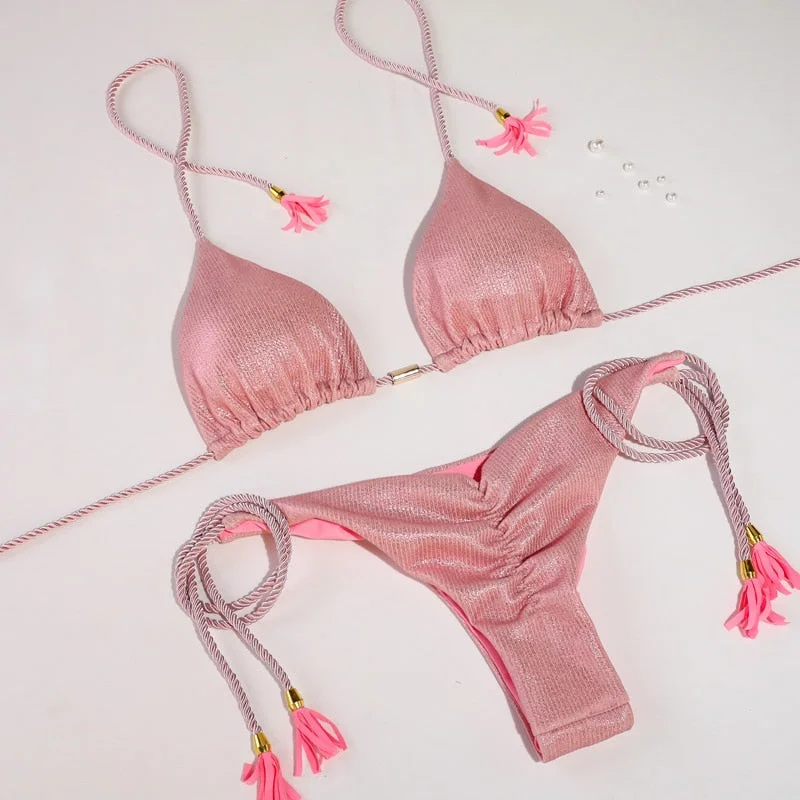 Blue Color Bikinis Sexy Bikini Set 2022 Swimsuit Women Hollow out Swimwear Adjustable String Biquini Push Up Female Beachwear