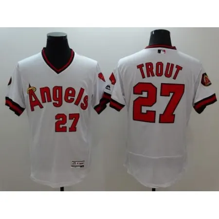 Angels of Anaheim #27 Mike Trout White Flexbase Authentic Collection Cooperstown  Stitched MLB Jersey